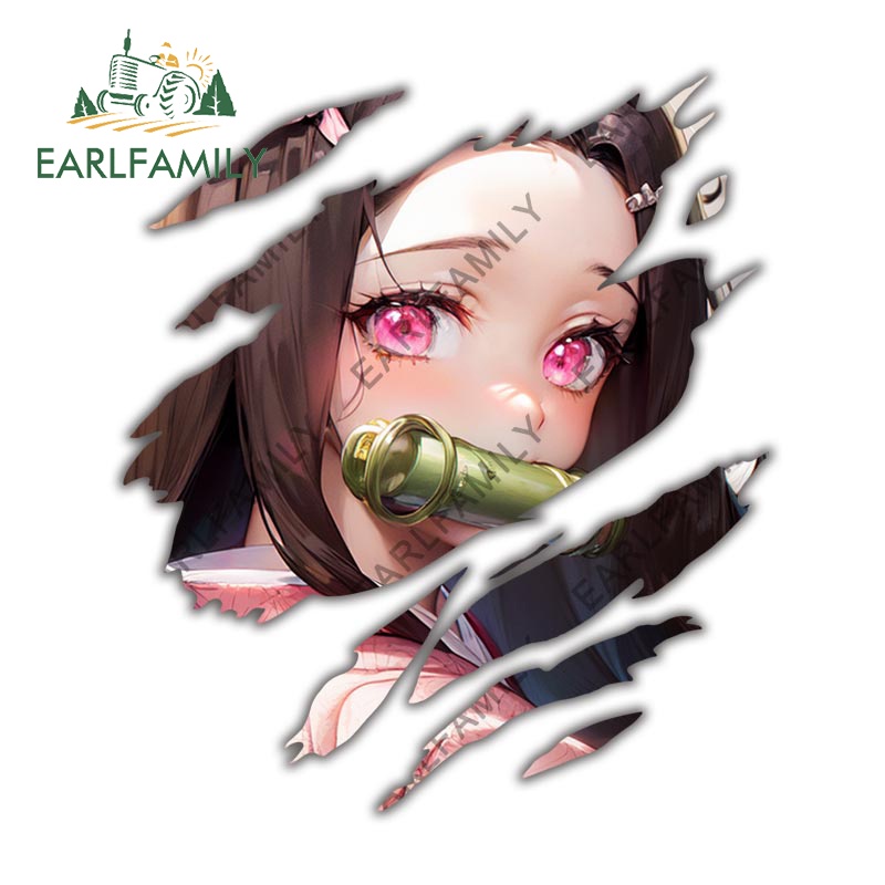 EARLFAMILY 13 ซม.Demon Slayer Tearรถสติกเกอร์Camperกันน้ําCreative Decal Graffitiรถจักรยานยนต์กันชนแฟชั่นScratch-Proofรถจัดแต่งทรงผม