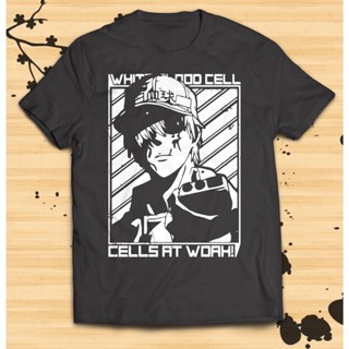 【สปอตสินค้า】 Cells At Work แฟชั่น สไตล์คลาสสิค เสื้อยืดแขนสั้นลายการ์ตูน สีดำ-สีขาว สำหรับผู้ชายและผู้หญิง ไซส์ S-5XL