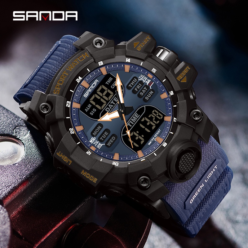 Sanda นาฬิกาข้อมือสปอร์ต กันน้ํา กันตก อเนกประสงค์ คุณภาพอุตสาหกรรมทหาร SD6126-2