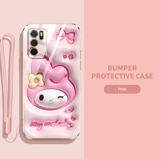 เคสโทรศัพท์มือถือ ซิลิโคนนิ่ม TPU ลายการ์ตูนกระต่าย ไดโนเสาร์ 3D พร้อมสายคล้อง สําหรับ OPPO A16 A16S A54S 4G