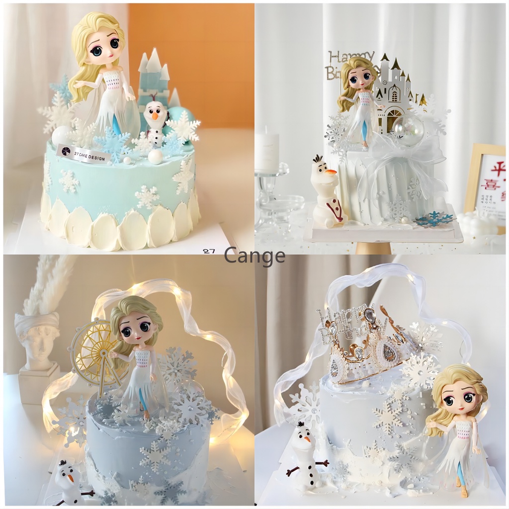 (จัดส่งตรงจุด) พลาสติกรุ่นที่สี่น้ําแข็งและหิมะ ของตกแต่งเจ้าหญิงเอลซ่า, ของตกแต่งเค้กวันเกิดของเด็กผู้หญิง, โมเดลทํามื