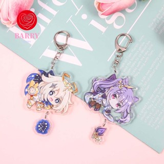 BARRY Cute Keychain Anime Key Rings Genshin Impact keqing Cartoon Diluc Car Interior Accessories Acrylic Venti Key Ring Holder