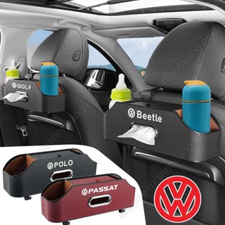 กล่องจัดระเบียบเบาะหลังรถยนต์ พร้อมกล่องทิชชู่ สําหรับ Volkswagen Polo Beetle Vento Jetta Tiguan Golf Passat Nuevo Scirocco Touran Taos Transporter Seat Storage Pocket Seat Back Hook