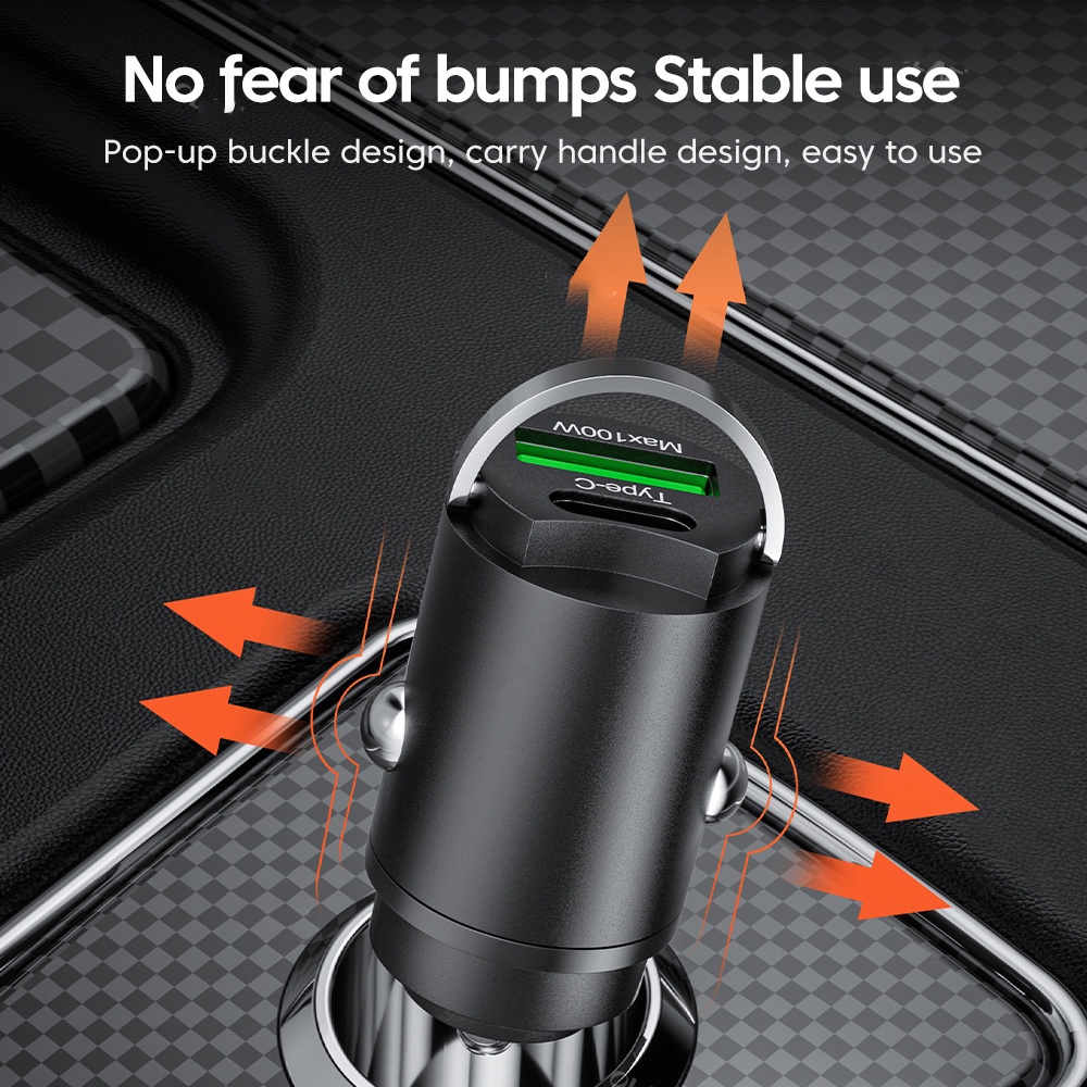 Elough อะแดปเตอร์ที่ชาร์จในรถยนต์ 100W Mini USB PD QC 3.0 รูปที่ 3