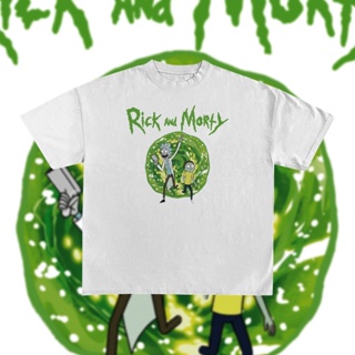 เสื้อแขนสั้น เสื้อยืดผ้าฝ้าย tshirt พร้อมส่งRick And Morty Shirts White Oversized Tee