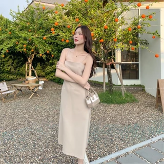 🥖‘Marindy Dress’ - เดรสสายเดี่ยว กระโปรงบาน เดรสสายเดี่ยวกระโปรงยาว ชุดออกงาน ชุดไปค่าเฟ่ ชุดไปทะเล RTW.K