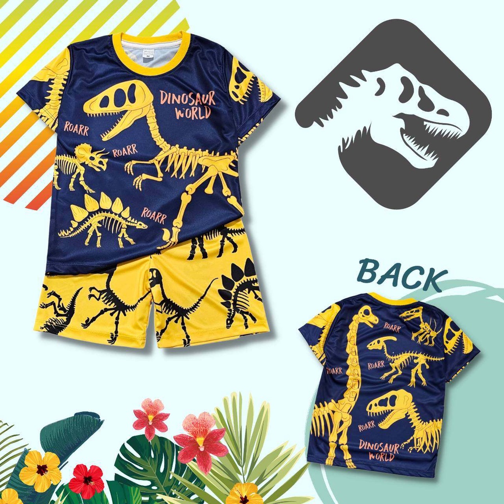 DI0840 ชุดเด็ก เสื้อแขนสั้น+กางเกงขาสั้น ผ้าไมโครเกรดA ลายฟอสซิล ไดโนเสาร์ เสื้อผ้าเด็ก ชุดเด็กแฟชั่น ชุดเด็กลายการ์ตูน
