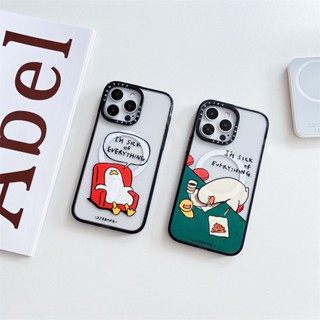 【Melting Duckling, Im tired】เคสโทรศัพท์มือถืออะคริลิค แม่เหล็ก ป้องกัน พิมพ์ลายตัวอักษร สําหรับ iPhone 14 Pro MAX 11 12 13 Pro MAX 14 Plus
