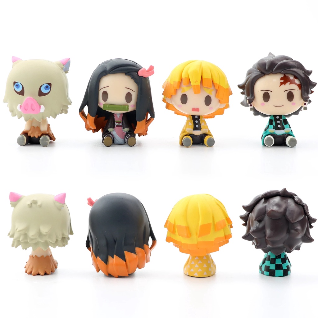โมเดลฟิกเกอร์ PVC อนิเมะดาบพิฆาตอสูร Kimetsu No Yaiba Kamado Tanjirou Nezuko Zenitsu Kawaii 4 ชิ้น