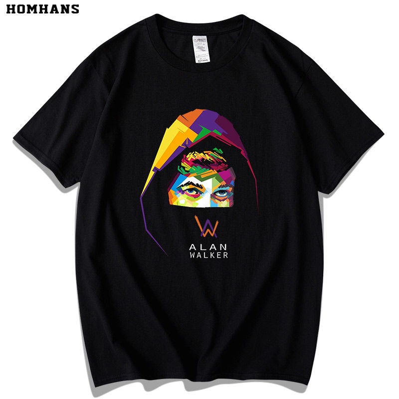 GOOD TYสีแดงเกาหลี Alan Walker เสื้อยืด alan walker แขนสั้นผ้าฝ้ายแท้ breathable การพิมพ์ดนตรีอิเล็ก