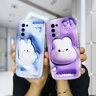 เคสโทรศัพท์มือถือซิลิโคน TPU กันกระแทก ลายกระต่าย สีขาว สําหรับ Realme C15 C21 C11 2021 C21Y C30 C30S C31 C33 C35 C25 C20 C3 C12 C2 C25S