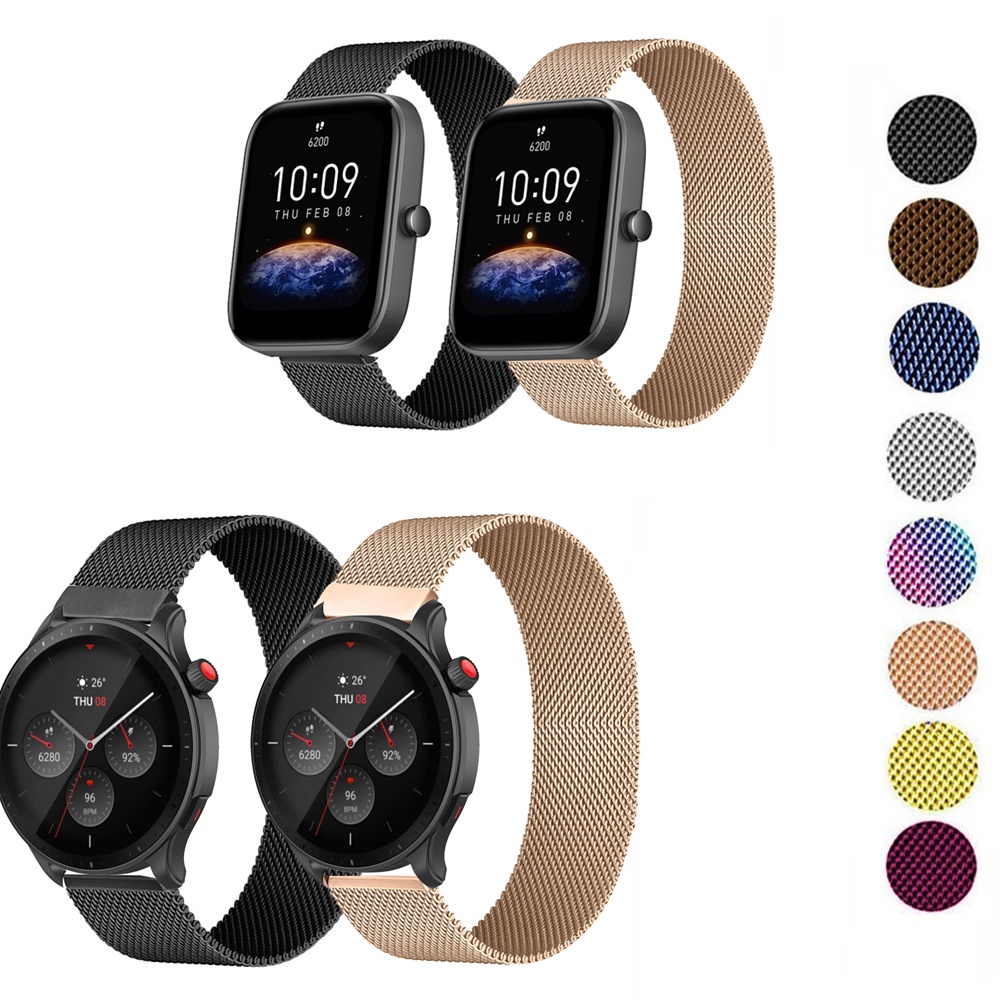 Milanese สายนาฬิกาข้อมือ โลหะ ห่วงแม่เหล็ก สําหรับ Huami Amazfit Bip Lite S U Pro Bip 3 5 6 Bip3 pro Bip5 Bip6 Bip Max GTS 4 mini GTR 4 3 2e 2 Balance 2 3 Active 2 2s 3 Premium Active max 20 มม 22 มม.
