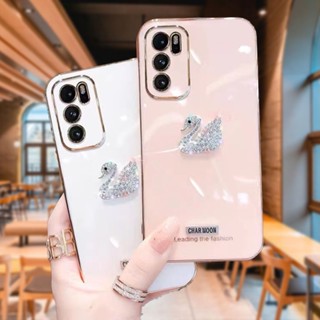 เคสโทรศัพท์ สําหรับ OPPO A17 A98 A17K A78 A96 A76 A16 A15 A15S A54 A16K A16E 4G 5G มือถือนิ่ม กันกระแทก ปิดด้านหลัง ลายหงส์คริสตัล