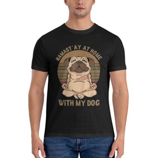 เสื้อยืด พิมพ์ลาย Yoga Pug NamastAy At Home With My Dog Social Distancing แบบสร้างสรรค์ เป็นที่นิยม เหมาะกับของขวัญ สําหรับผู้ชาย