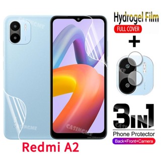 3in1 ฟิล์มไฮโดรเจลนิ่ม กันรอยหน้าจอ ด้านหลัง ป้องกันกล้อง สําหรับ Redmi A2 2023 Redmi A2 A1 RedmiA2 A 1 2 2A 5G