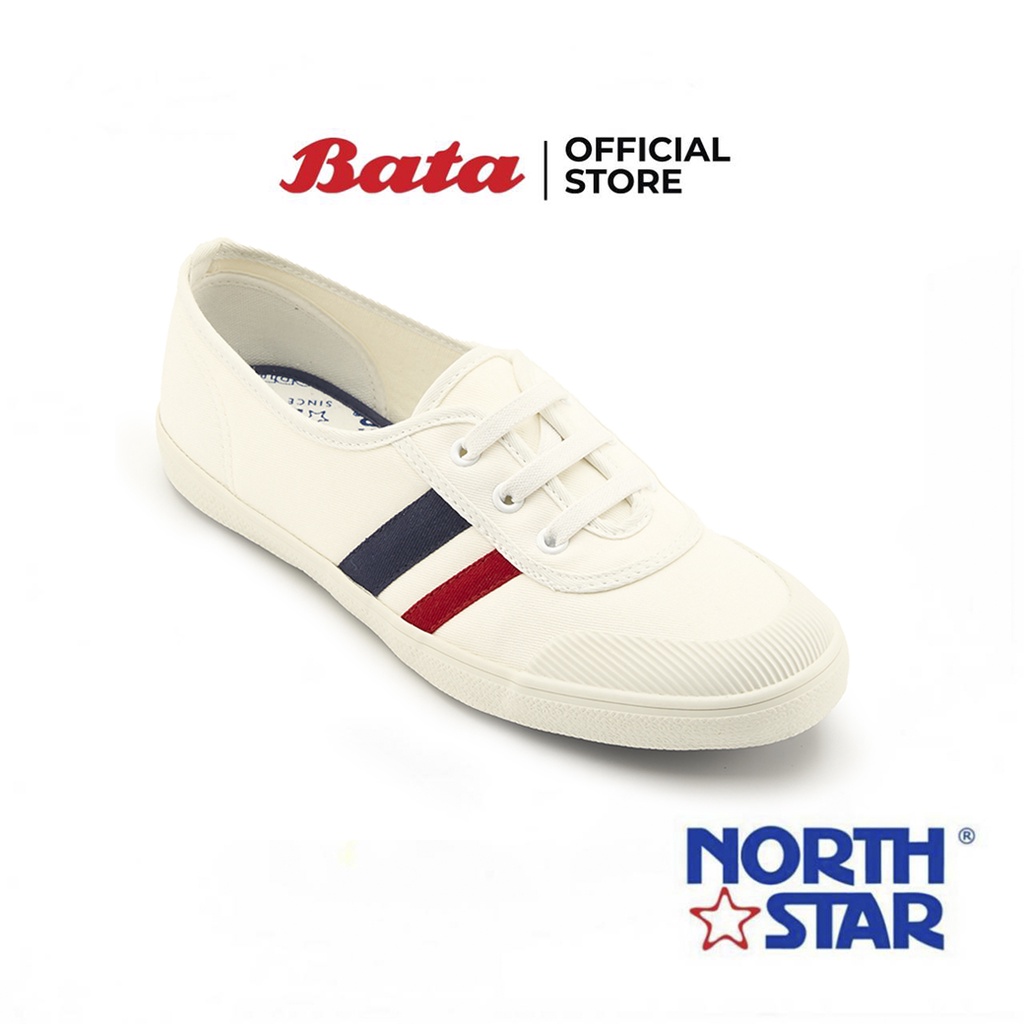 ิBata บาจา ยี่ห้อ Nort Star รองเท้าผ้าใบแบบผูกเชือก รองเท้าผ้าใบแฟชั่น สนีกเกอร์ สำหรับผู้หญิง สีขาว 5391007 สีกรมท่า 5399007
