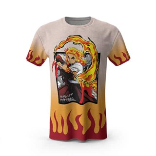 เสื้อยืด พิมพ์ลายมังงะ Kyojuro Rengoku สไตล์ย้อนยุค