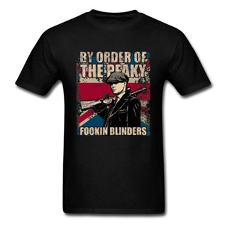 เสื้อยืด ผ้าฝ้าย พิมพ์ลาย Peaky Blinders TV สีดํา สไตล์สตรีท สําหรับผู้ชาย