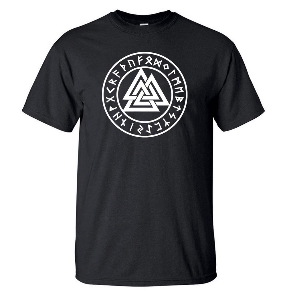TOP QN【BOJIE】เสื้อยืด ผ้าฝ้าย พิมพ์ลาย Odin Vikings Lothbrok Lagertha Athelstan Short Gone to Valhal