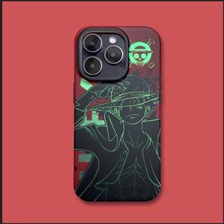 【การ์ตูนโจรสลัด Wang Lufei ก้านผมสีแดง】เคสเลเซอร์ กันกระแทก สําหรับ iPhone 14 Pro Max 13 12 11 Pro Max XR X XS Max