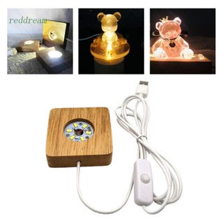 Redd ฐานไฟเรซิ่น LED ทรงสี่เหลี่ยม แฮนด์เมด สีแดง สําหรับตั้งโชว์เครื่องประดับ