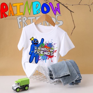 เสื้อยืดแขนสั้น พิมพ์ลายการ์ตูน Roblex Rainbow Friends Game สีขาว สไตล์ฮาราจูกุ แฟชั่นใหม่ สําหรับเด็กผู้ชาย และเด็กผู้หญิง