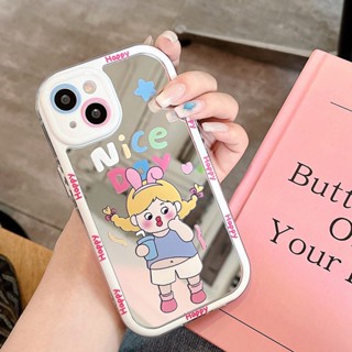 【กระจกไอศกรีม】เคสโทรศัพท์มือถือ แบบนิ่ม ลาย Happy Nice Day Girl สําหรับ IPhone 11 12 13 14 Pro Max
