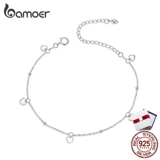 bamoer Silver S925 Chain Bracelet Sterling Silver Loving Heart Link Bracelets Fine Jewelry Anti-allergy Gifts for Girl SCB191