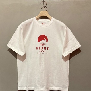 เสื้อยืดผ้าฝ้ายพิมพ์ลายBeams Japan Mt. ลิมิเต็ด จากญี่ปุ่น เสื้อยืดแขนสั้น พิมพ์ลายโลโก้ Fuji