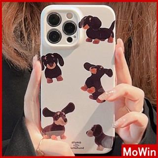 Mowin - เข้ากันได้สำหรับ เคสไอโฟน เคสไอโฟน11 เคส iPhone 14 Pro Max เคสไอโฟนครีมเคสนิ่มเคลือบมัน TPU เคสกล้องกันกระแทกตัวป้องกันน่ารักสุนัขขาสั้นสีดำเข้ากันได้กับ iPhone 13 Pro max 12 Pro Max 11 xr xs max 7 8