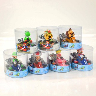 ฟิกเกอร์ Super Mario Kart Pull Back Car Luigi Toad Bow Princess ขนาดสูงสุด 12 ซม. ของเล่นสําหรับเด็ก