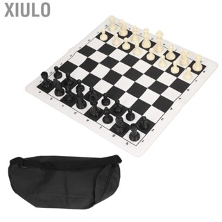 Xiulo Chess Piece Set  PS Plastic Chess Set Black and White Medium Size with Storage Bag for Family