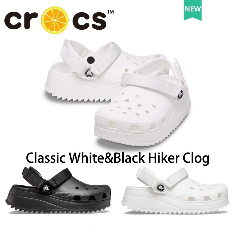 Crocs รองเท้าเดินป่า สีขาวล้วน และสีดํา สําหรับชายหาดกลางแจ้ง #206772