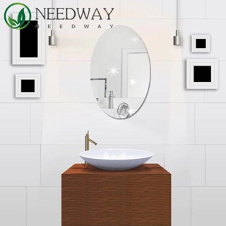 Needway กระจกอะคริลิค ทรงสี่เหลี่ยมผืนผ้า ทรงวงรี DIY สําหรับตกแต่งบ้าน ห้องน้ํา ห้องอาบน้ํา