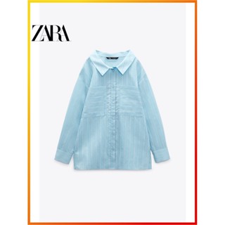 Zara ใหม่ เสื้อเชิ้ต ลายทาง สําหรับผู้หญิง 1971090 423