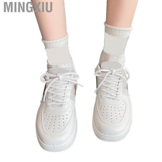 Mingxiu Lace Up Sneakers  Casual Shoes Rubber Sole Breathable Cross Pattern Fashionble  for Women for Outdoor Activity