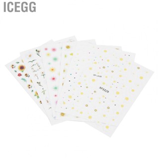 Icegg 6 Sheet Flower Pattern Nail  Self Adhesive Nail Decals Manicure Tool NEW