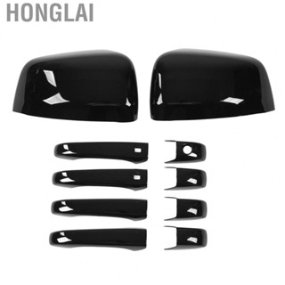 Honglai 10PCS Car Outside Door Handle Trim Bright Black Rearview Mirror Cover Replacement For  Grand Cherokee WK2 WL