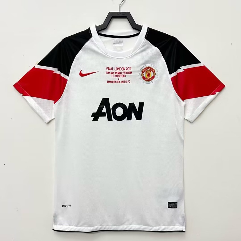 เสื้อกีฬาแขนสั้น ลายทีมชาติฟุตบอล Manchester United Away UEFA Champions League 10-11 สไตล์วินเทจ แห้งเร็ว สําหรับผู้ชาย ไซซ์ S-XXL