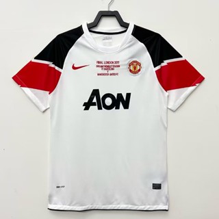 เสื้อกีฬาแขนสั้น ลายทีมชาติฟุตบอล Manchester United Away UEFA Champions League 10-11 สไตล์วินเทจ แห้งเร็ว สําหรับผู้ชาย ไซซ์ S-XXL