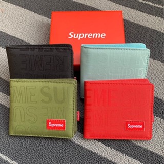 Supreme มาใหม่ กระเป๋าสตางค์ ใบสั้น ปักลาย สําหรับผู้ชาย และผู้หญิง ใส่บัตรได้