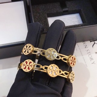 สร้อยข้อมือ กําไลข้อมือ โซ่เหล็กไทเทเนียม ลายโลโก้ตัวอักษร Tory Burch TB 269