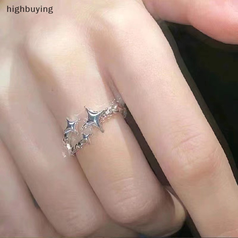 [highbuying] สไตล์เกาหลี สีเงิน Ins เท่ แหวนดาว แฟชั่น เรียบง่าย เปิด แหวนนิ้ว ปรับได้ สําหรับผู้หญิง เครื่องประดับ ของขวัญ ปาร์ตี้ สินค้าใหม่