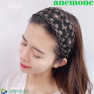 Anemone ที่คาดผม ขอบกว้าง หรูหรา อารมณ์ผู้หญิง ลูกไม้ สไตล์เกาหลี ดอกไม้ ที่คาดผม