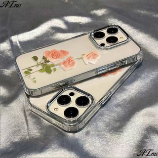 ✅เคสโทรศัพท์มือถือนิ่ม กันกระแทก ลายดอกกุหลาบ เรียบง่าย สําหรับ Apple Iphone 11 12 13max 7 814proplus QOEP