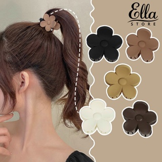 Ellastore123 กิ๊บติดผมหางม้า กันลื่น เนื้อแมตต์ ลายดอกไม้ สีพื้น สําหรับผู้หญิง 2 ชิ้น