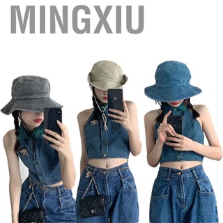 Mingxiu Women Bucket Hat Casual Cotton Wide Brim Portable Breathable Summer Travel Bucket Hat