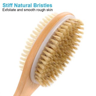 Body Brush for Bath or Shower - Dry or Wet Skin Exfoliating Long Wood Handle Back Scrubber