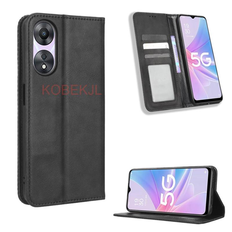 Oppo A78 A98 5G 2023 OPPOA98 Retro Case Flip Magnetic Business PU Leather Wallet Cover Cases Card Sl
