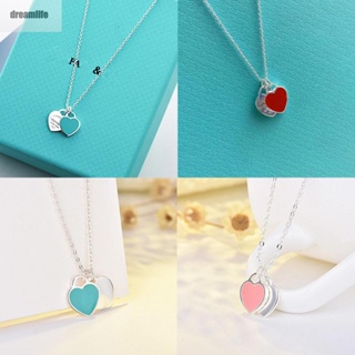 【DREAMLIFE】Double Heart Necklace Gift Women Heart Hearts Jewelry Ladies Accessories